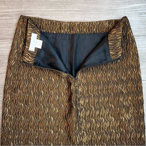 Vintage 90s Metallic Copper Wave Textured Mini Skirt Barami Brand Size 0 - Picture 3 of 7